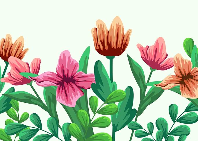 Vibrant Stylized Floral Garden Illustration