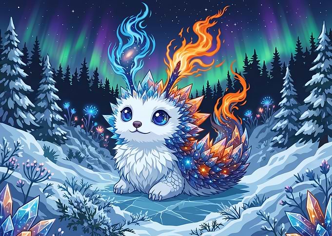 Magical Elemental Hedgehog in Winter