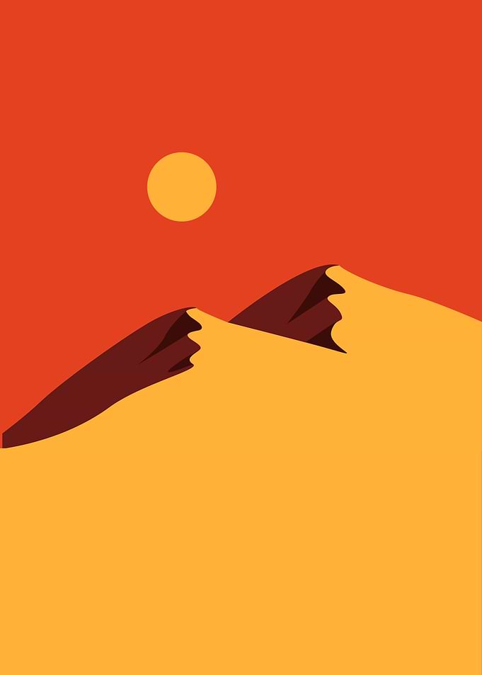 Minimalist Desert Landscape with Sun