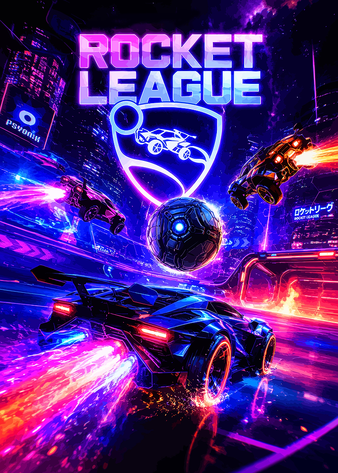 Rocket League Neon Gaming Poster