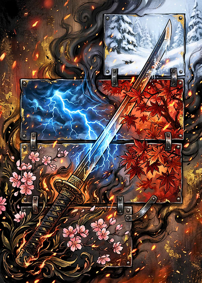 Katana Sword Through Four Seasons