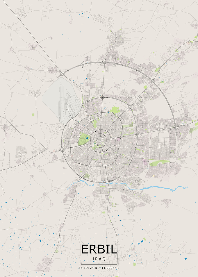 Erbil Iraq City Map Print