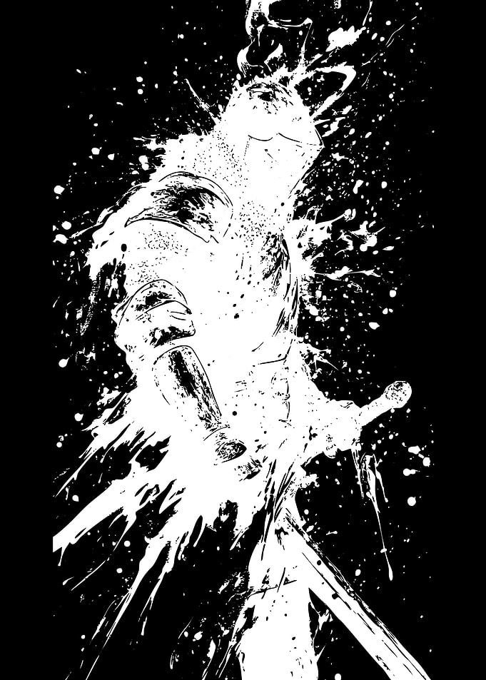 Ink Splatter Knight with Sword