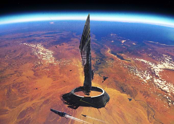 Mass Effect Citadel Tower Above Planet