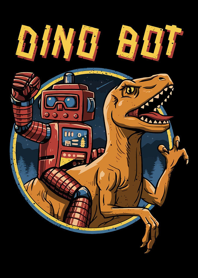 Dino Bot Retro Robot Dinosaur Graphic