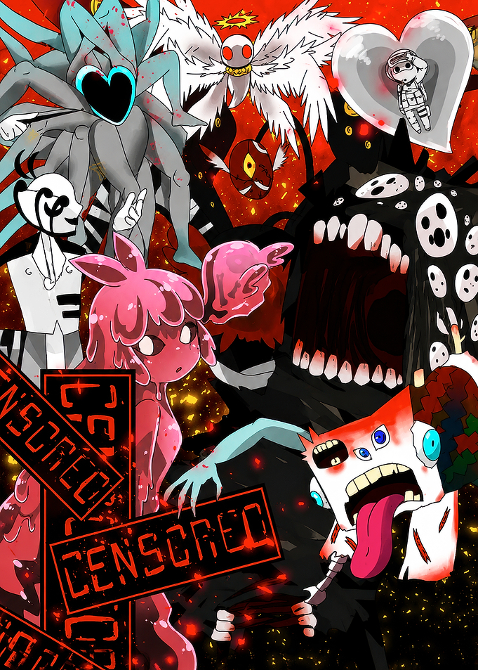 Surreal Horror Collage with Various Monsters