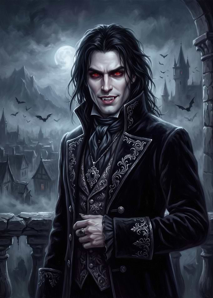 Gothic Vampire Lord in Moonlight