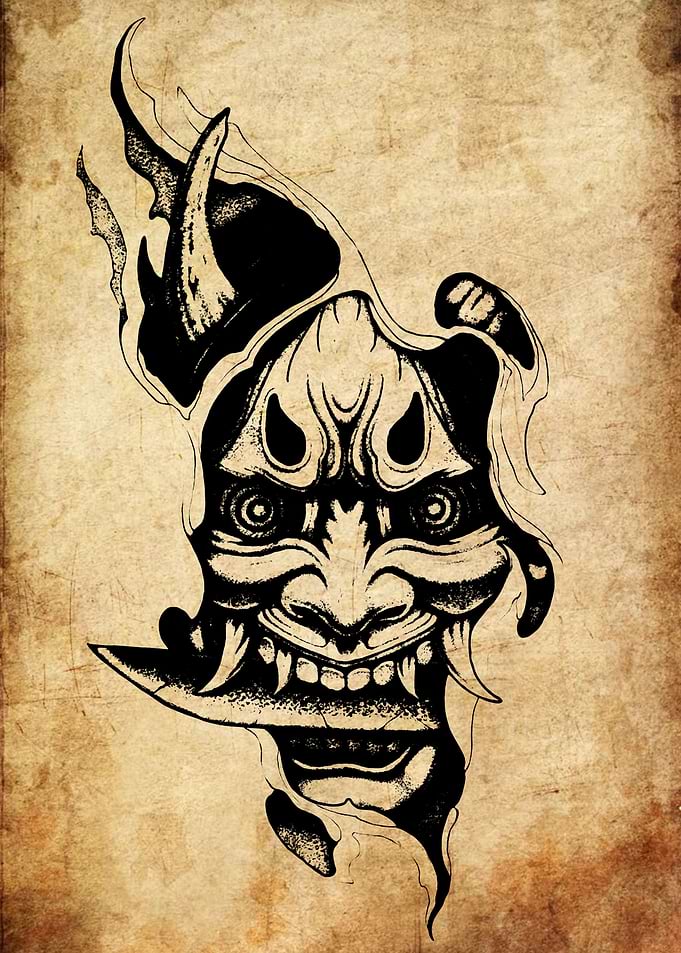 Hannya Mask Tattoo Design
