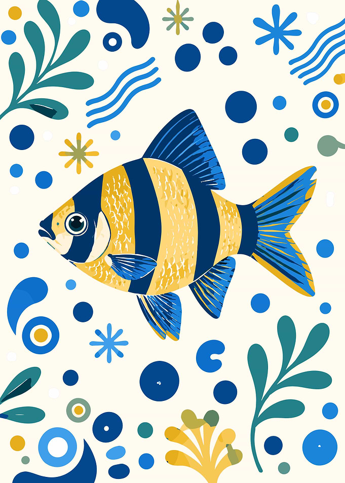 Stylized Tiger Barb Fish Illustration
