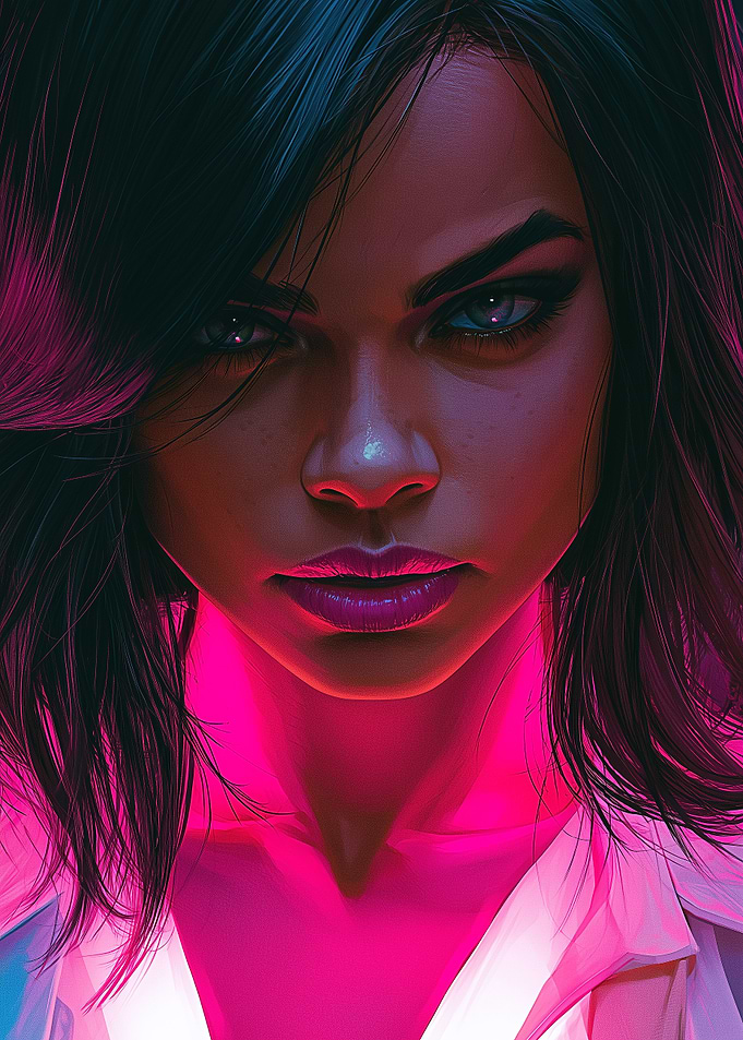 Neon Portrait of a Woman