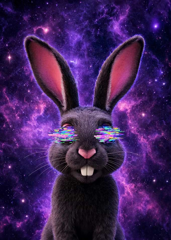 Glitchy Space Rabbit Portrait