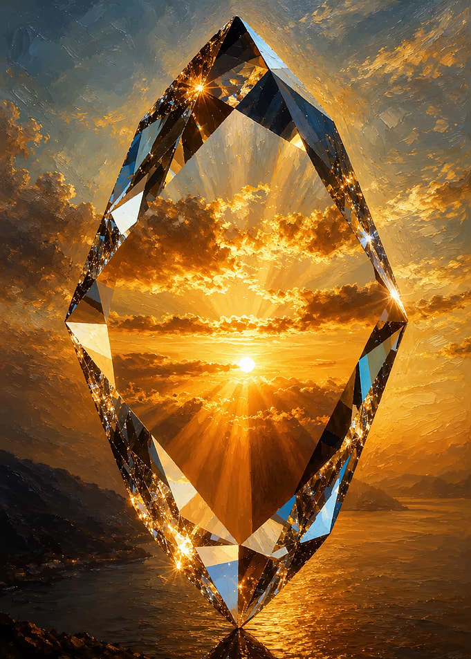 Ethereum Crystal Sunset Over Ocean