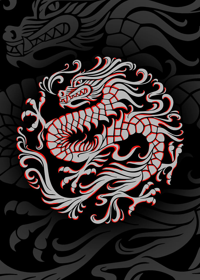 Circular Chinese Dragon Emblem