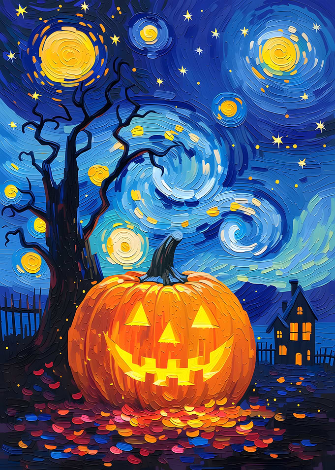 Starry Night Halloween Pumpkin Art