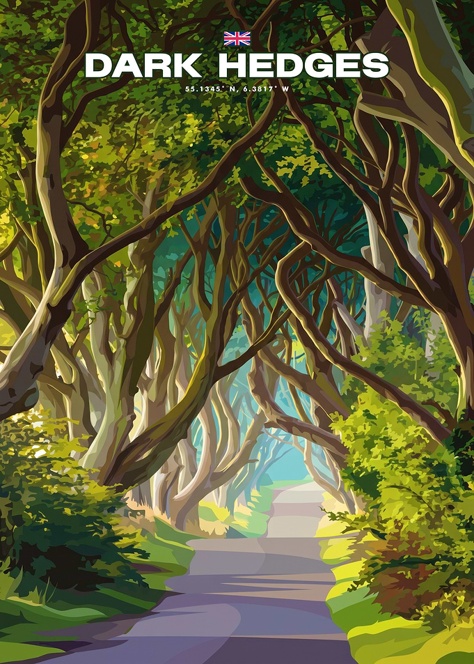 Dark Hedges Northern Ireland Travel Poster