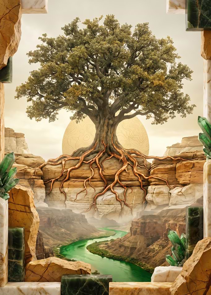 Surreal Canyon Tree with Crystal Frame