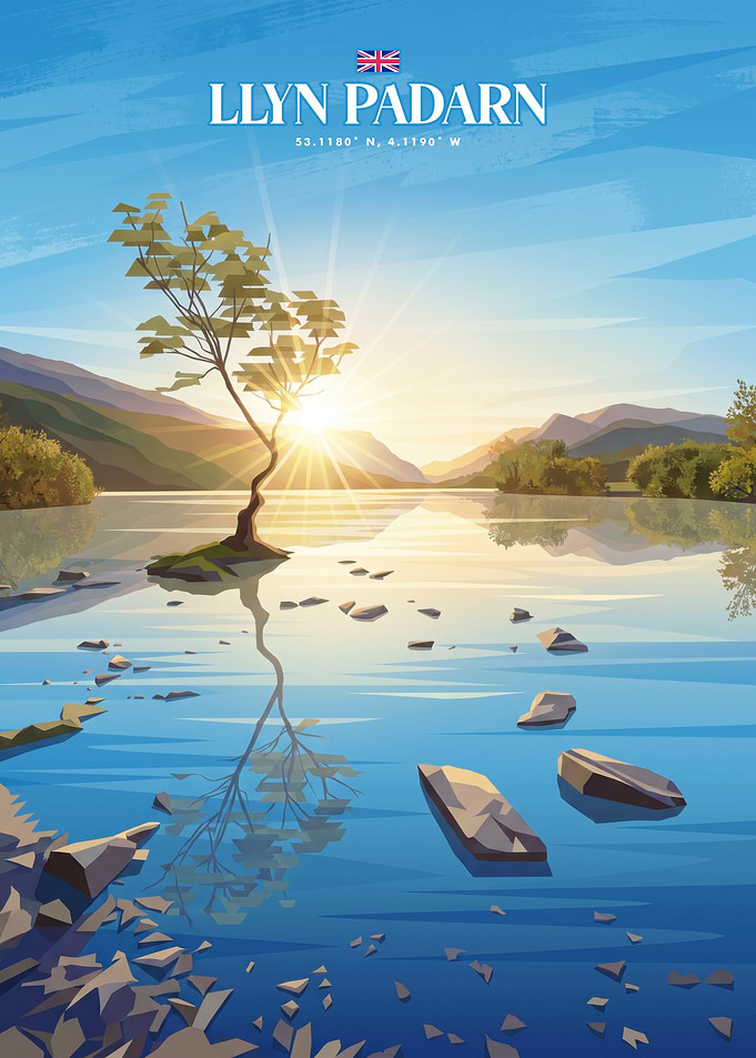 Llyn Padarn Wales Travel Poster