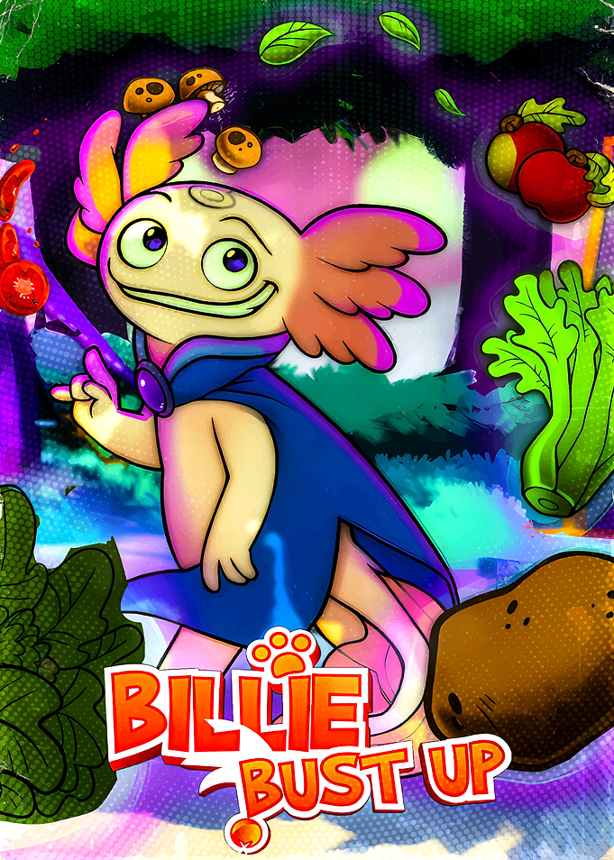 Billie Bust Up Axolotl Art