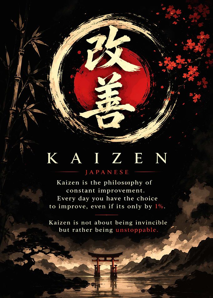 Kaizen Philosophy Japanese Art Poster