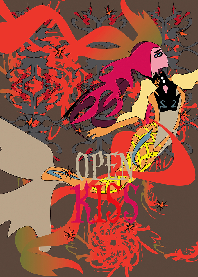Open Kiss Anime Style Poster