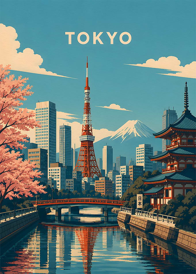 Vintage Tokyo Travel Poster