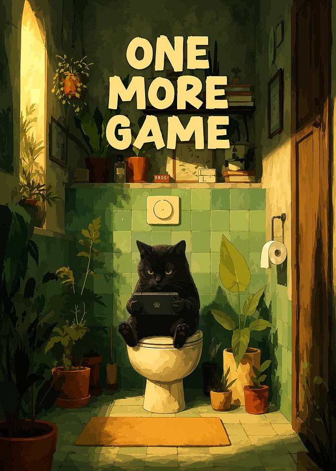Black Cat Gaming on Toilet