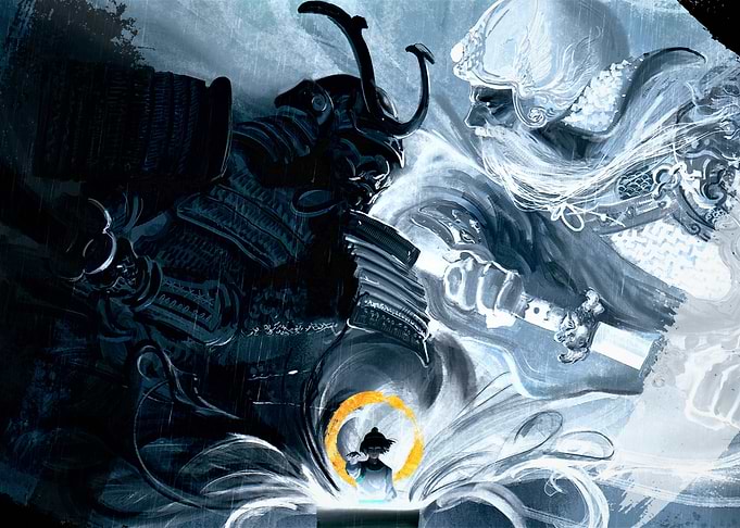 Samurai Warrior Art – Japanese Ronin Katana Dark Fantasy Poster