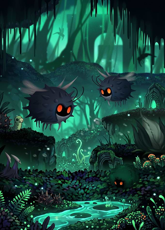 Hollow Knight Greenpath Forest Scene
