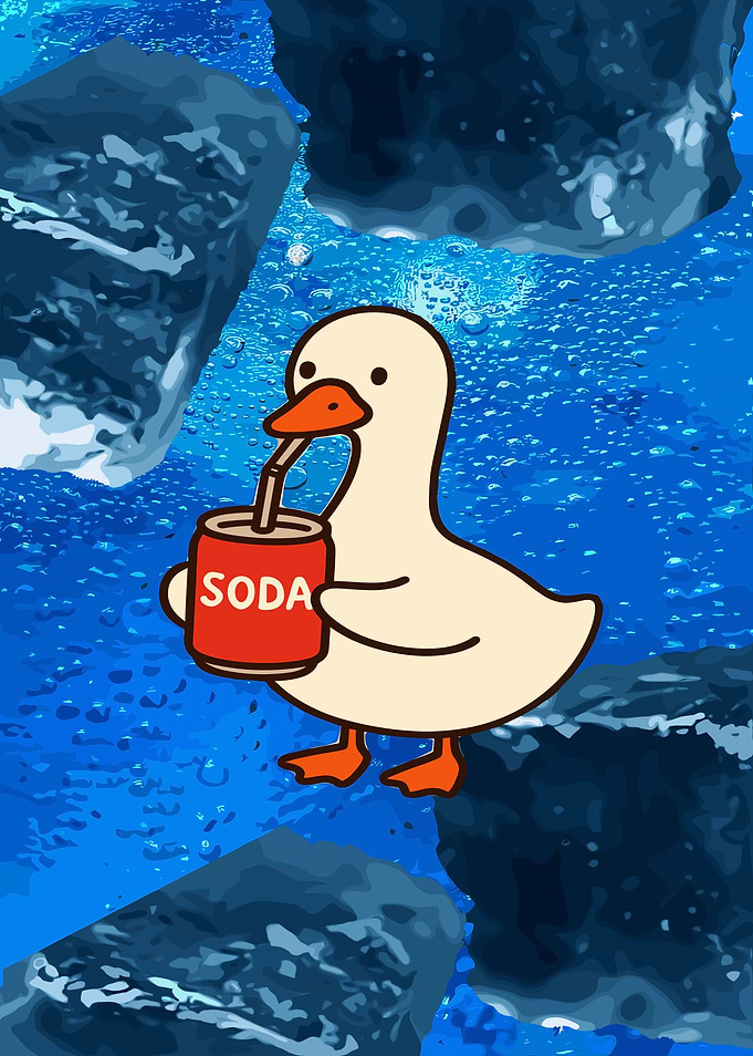 Cute Duck Drinking Soda Illustration