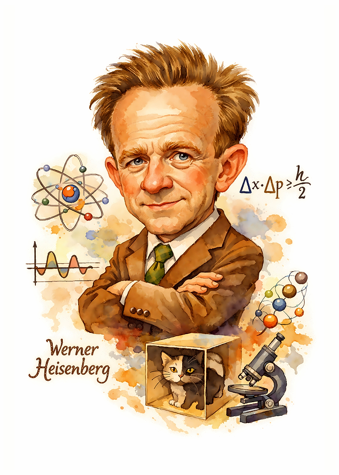 Werner Heisenberg Caricature Portrait
