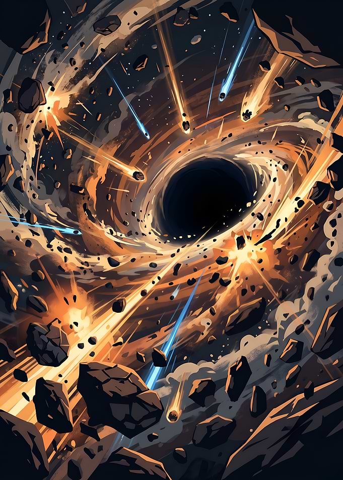 Black Hole Cosmic Vortex and Meteor Shower