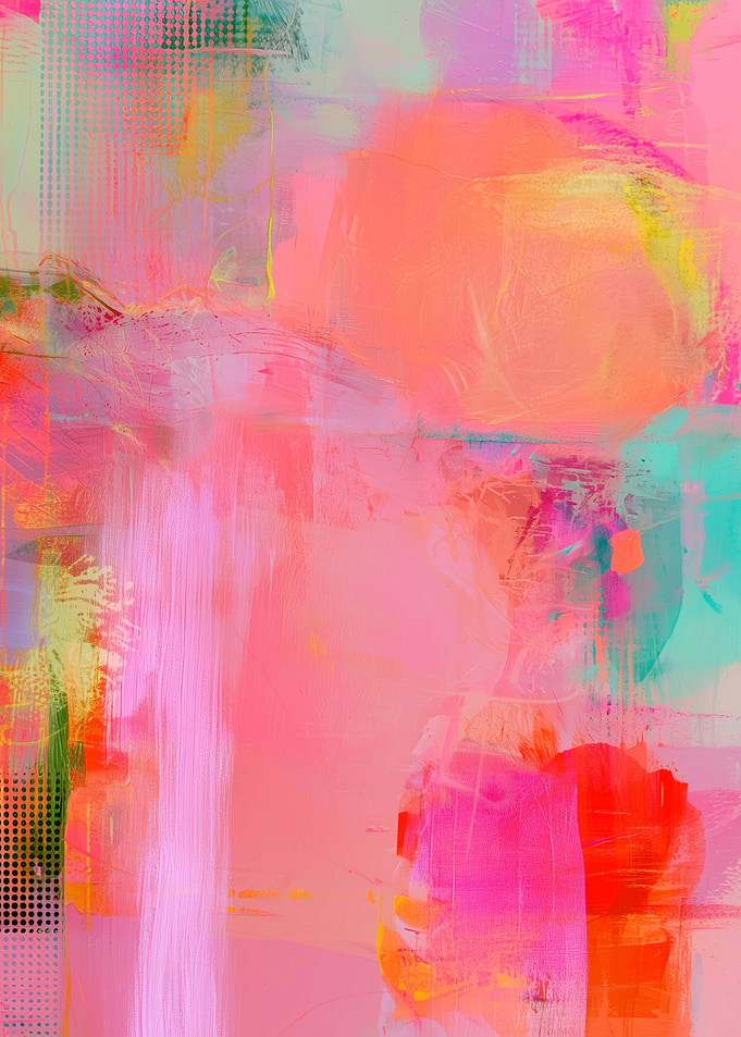 Vibrant Pink and Orange Abstract Composition