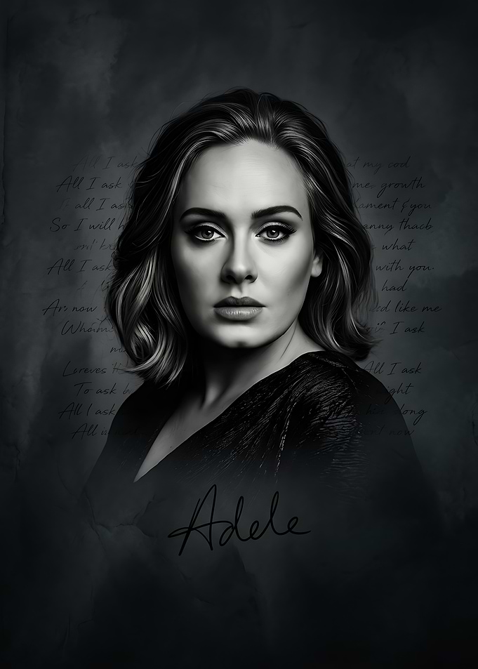 Adele Portrait with Lyrics