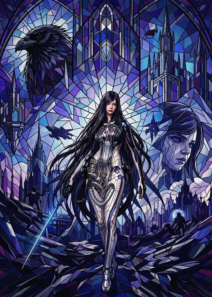 Stained Glass Fantasy Warrior Portrait