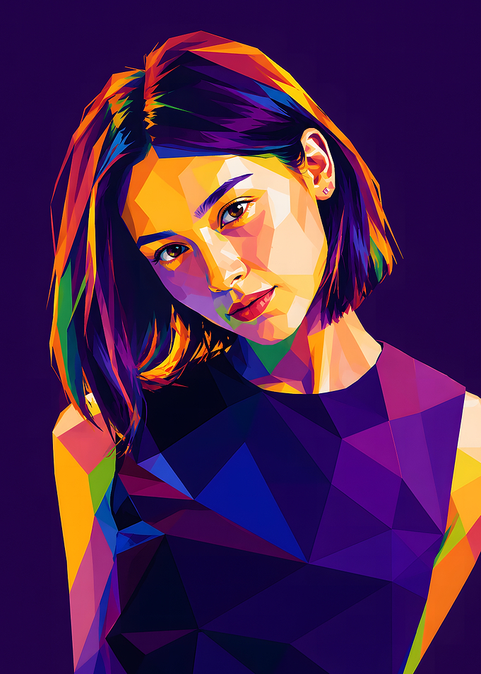 Colorful Geometric Portrait of a Woman