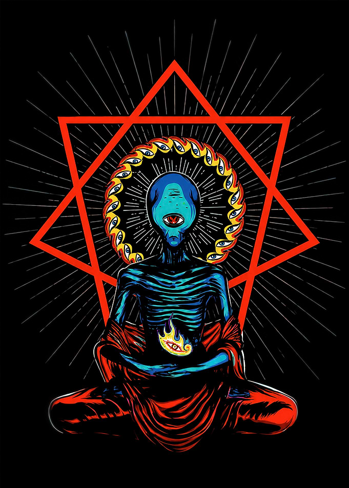 Meditating Alien with Third Eye