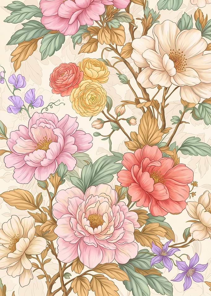Elegant Vintage Floral Botanical Illustration