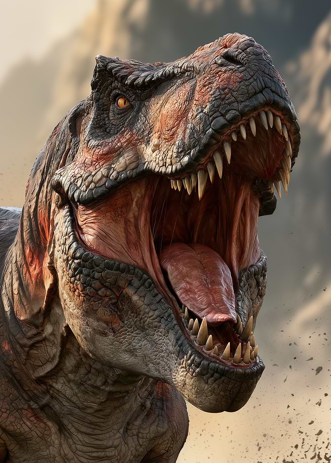 Fierce Tyrannosaurus Rex Roaring Portrait