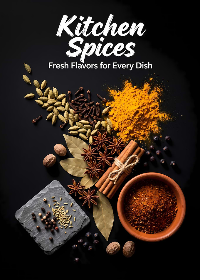 Kitchen Spices Culinary Ingredients Display