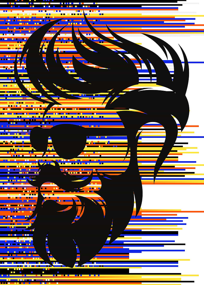 Glitch Art Bearded Man Silhouette