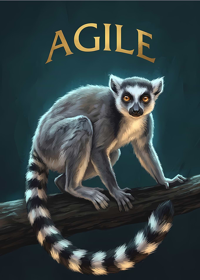 Agile Ring-Tailed Lemur Illustration