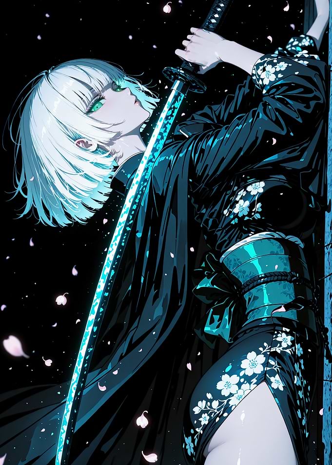 Anime Girl with Glowing Katana