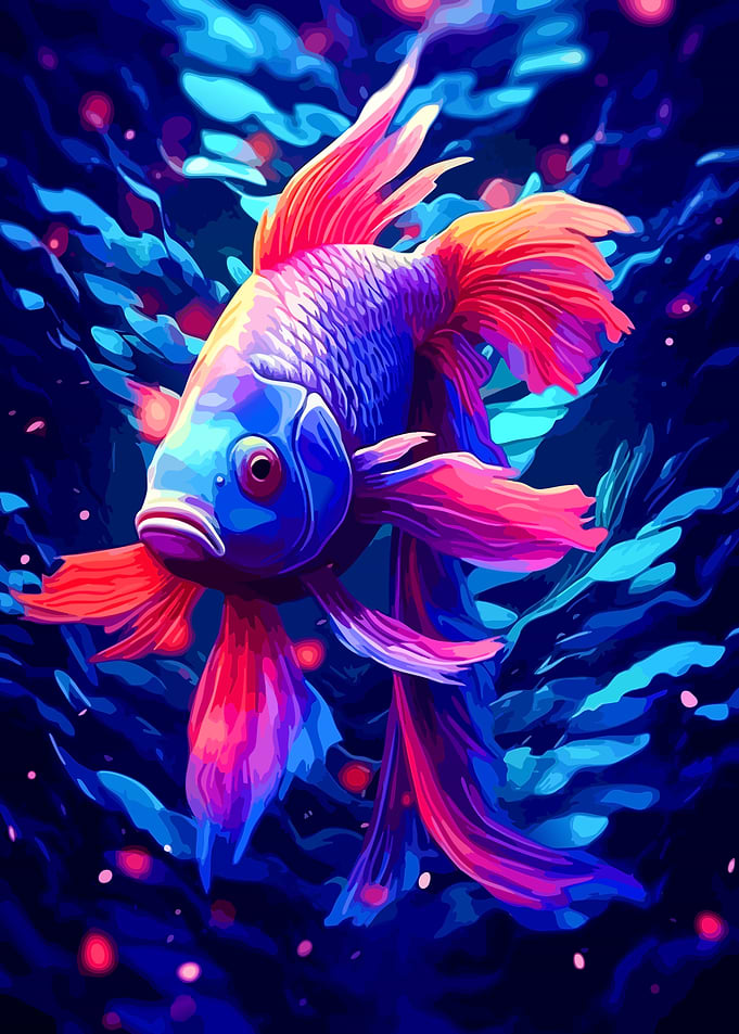Neon Glowing Betta Fish Art