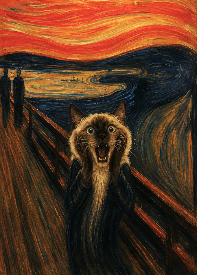 The Scream Cat Parody Painting