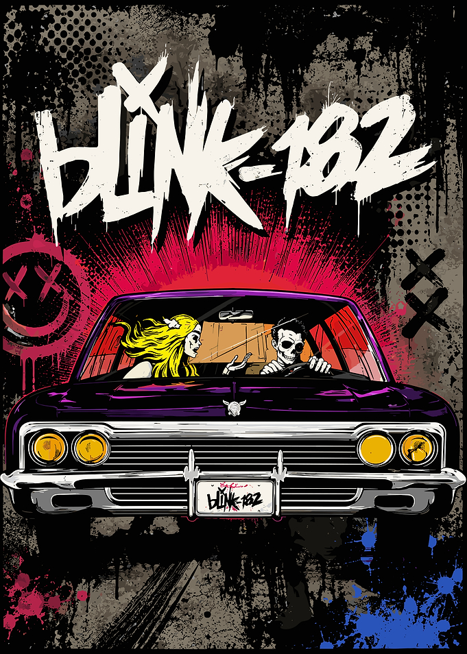Blink-182 Skeleton Couple Car Poster