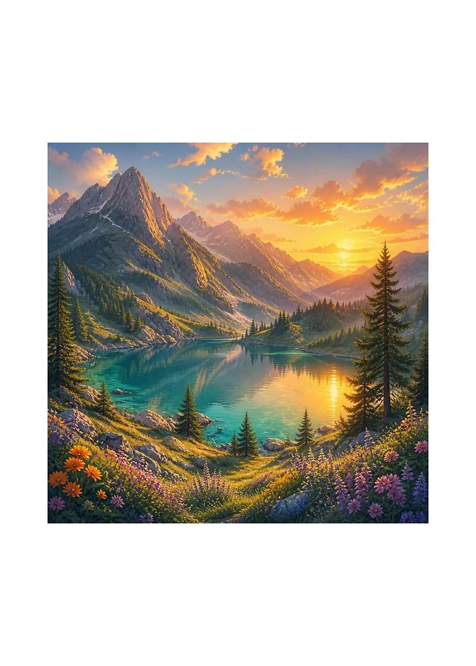 Serene Mountain Lake at Sunset