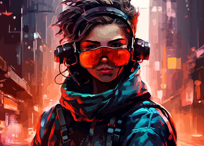 Cyberpunk Character with Orange Goggles