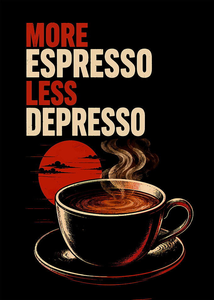 More Espresso Less Depresso Coffee Poster