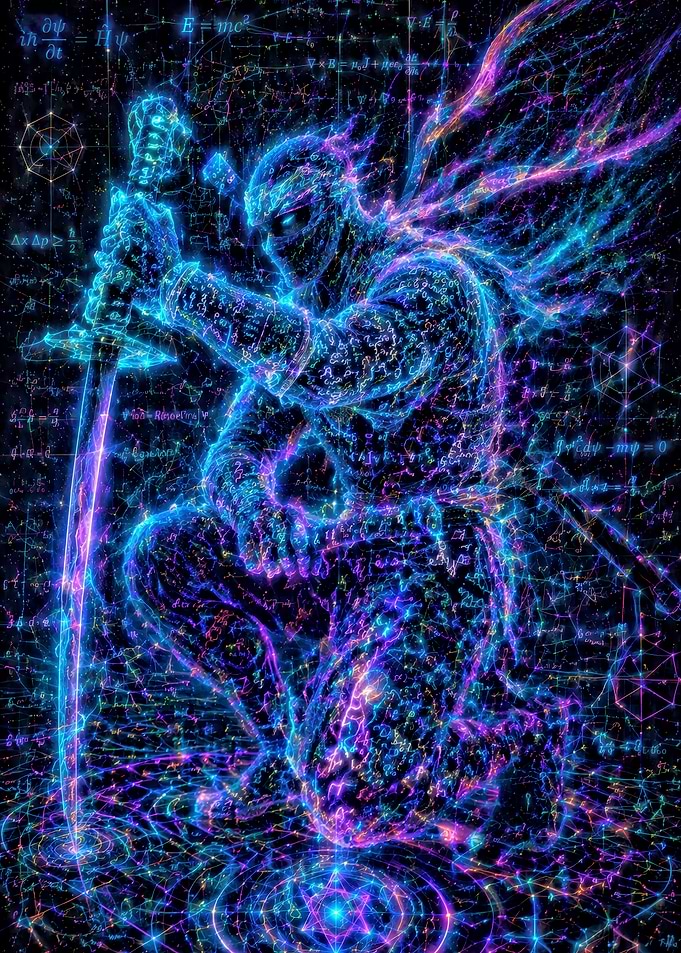 Cosmic Ninja with Mathematical Equations