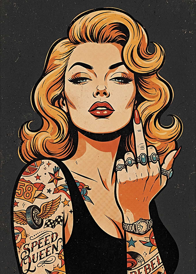 Rebellious Pin-up Girl Pop Art